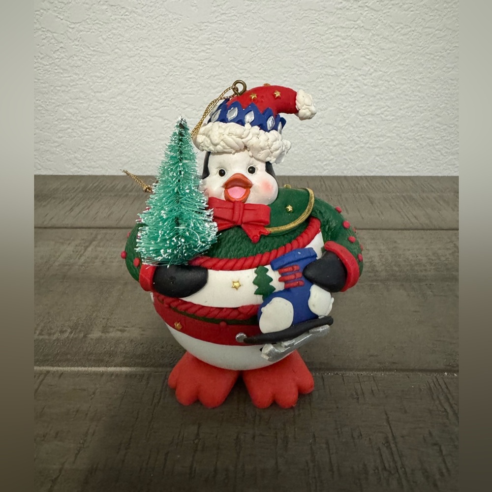 Vintage Festive Penguin Holiday Ornament